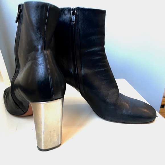 CELINE WOMEN'S ANKLE BOOTS, BLACK W/SILVER HEELS SIZE 41( PHOEBE PHILO VINTAGE) - Picture 6 of 6
